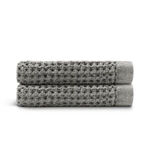 NWT Onsen Supima Cotton Waffle Weave Hand Towels | Cinder Grey | Set of 2